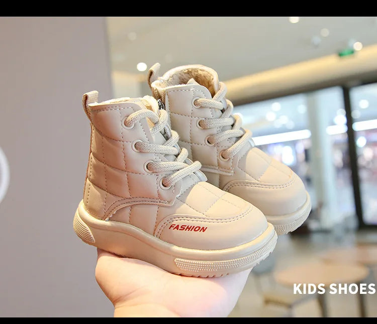 Winter Elegant Children Snow Boots Boys Girls Soft Warm Short Boot with Thick Fur Little Kids Cotton Shoes Cute Baby Boot H08104 kids_shoes