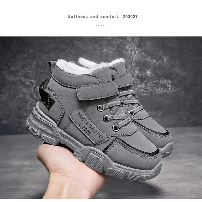 Winter Children's Boots Boys Plus Cashmere Thicken Warm Snow Boots Girls Non-slip Outdoor Boots Student Shoes Hiking Shoes kids_shoes