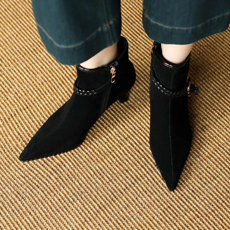 Pointed Toe Women's Ankle Boots High Heels Fashion Dress Shoes Designer Luxury Winter Boots 2025 New Elegant Pumps Mujer Botas boots_highheel