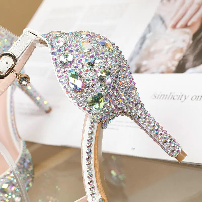 2025 Spring New Crystal Flash Diamond 7 Colors Wedding Bridesmaid Shoes Banquet Stiletto Women's Shoes heels_bridal