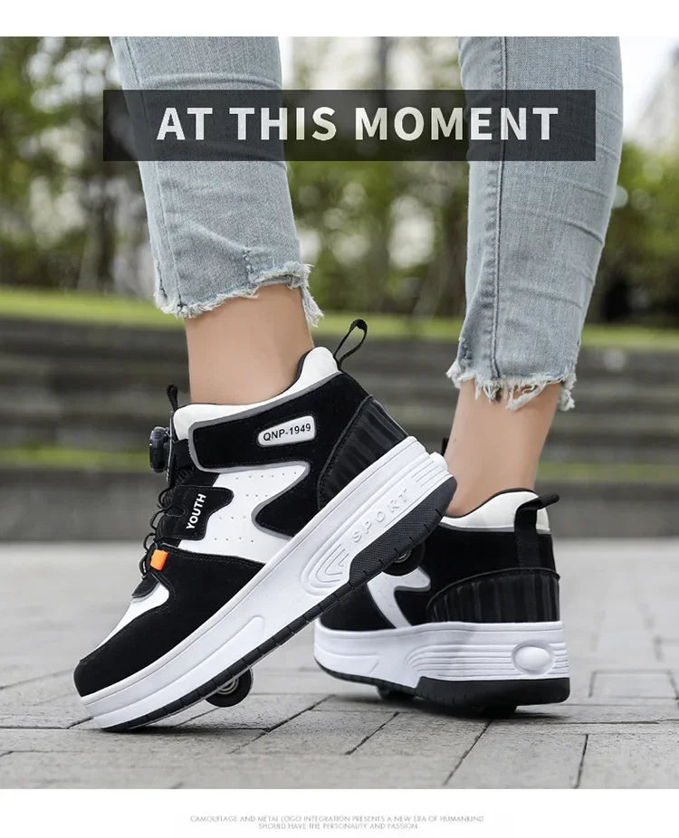 2026 Autumn Winter Popular Children's Roller Skates Men Women's Sport Shoes With Rotating Buckle And Wheels Single Row Skating kids_shoes