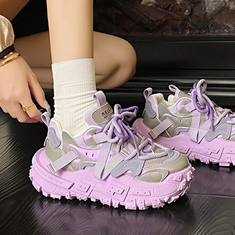2025 New Summer Breathable Women Thick Sole Casual Shoes Fashion High Heels Women Wedges Heels Sneakers Trainers Platform Shoes sneakers_platform