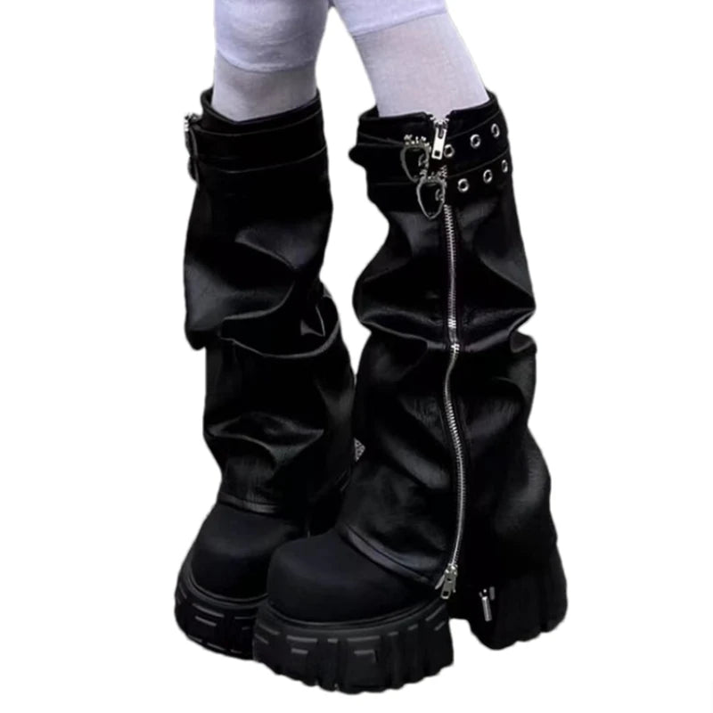 Designer Women's High Boots Platform Knee High Heeled Shoes Winter 2025 Goth Motorcycle Boots New Walking Chelsea Mujer Botas boots_platform