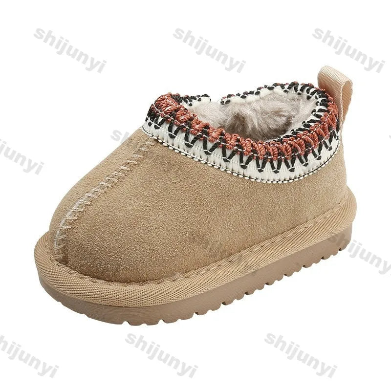 Baby Warm Casual Flat Low Top Snow Boots 2025 Winter Fashion Childrens' Concise Soft Soled Comfortable Non Slip Cotton Shoes kids_shoes