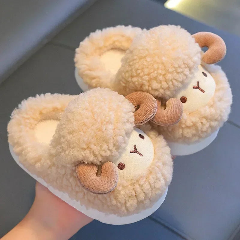 Winter Parent-child Warm Cotton Slippers Plush Children Cotton Boots Cute Cartoon Boys Girls Kids Anti Slip Indoor Home Slippers kids_shoes
