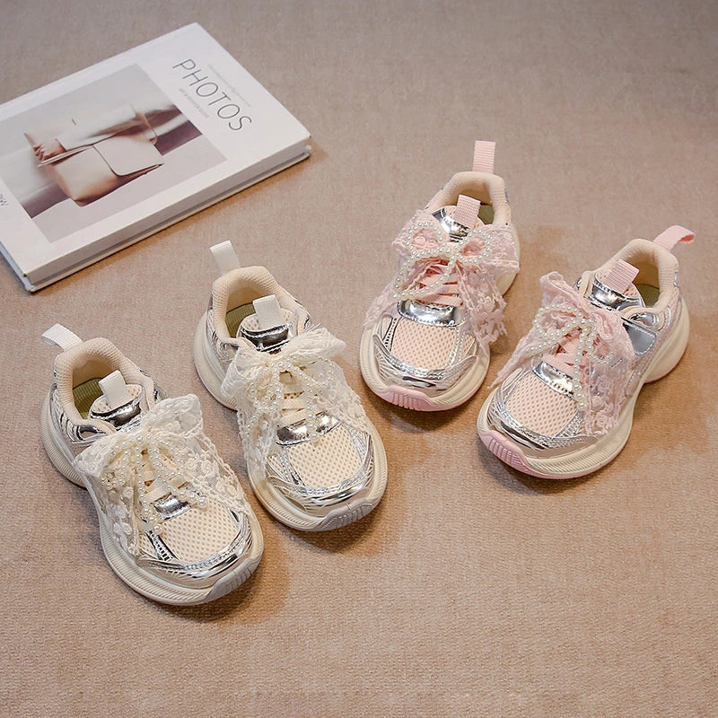 Girls Sports Shoes Spring Autumn Pink Breathable Girls Casual Shoes 3-18 Years Old Beige Soft Non-slip Children's Single Shoes kids_shoes