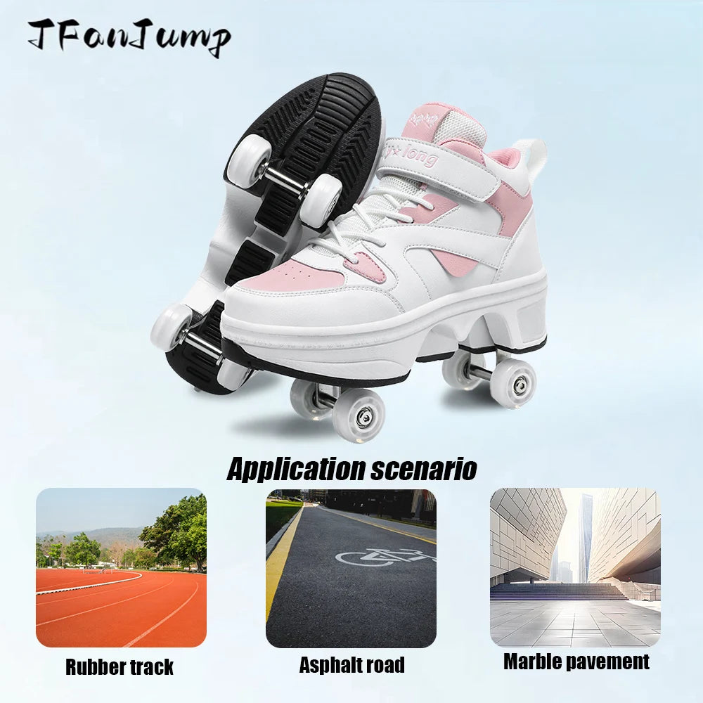 Girls Pink Roller Skate Shoes Sneakers With Wheels Children Rollerskates Fashion Outdoor Sports Shoes Girls Gifts kids_shoes