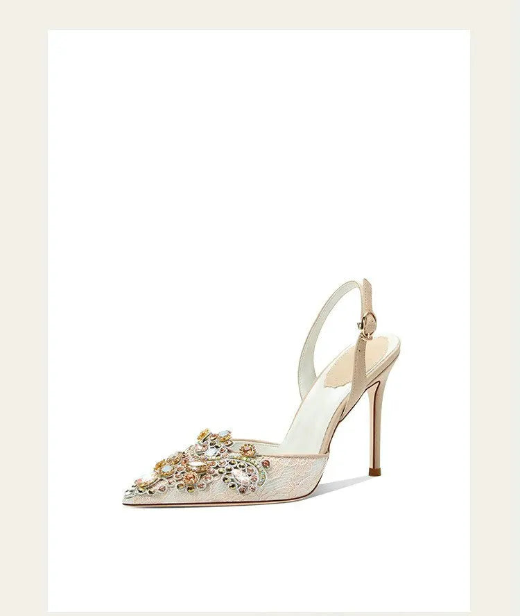 2025 New Baotou Fairy Wind Sandals Female Diamond-Pointed High Heels With Wedding Shoes Sexy Bridesmaid Shoes heels_bridal