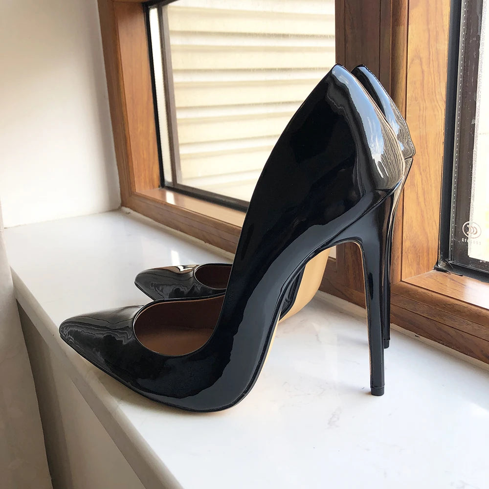 Tikicup Plus Size 40-48 Solid Black 15cm Extremely High Heel Pointy Toe Stiletto Pumps Slip On Crossdress Gragon Queen Shoes heels_stiletto
