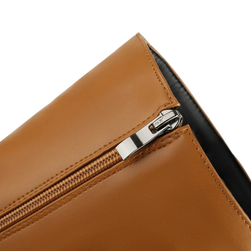 Plus Size 48 Square Toe Knee High Boots Women Side Zipper Winter Warm Long Shoes Comfort Thick Heel 7.5CM Black Leather boots_highheel