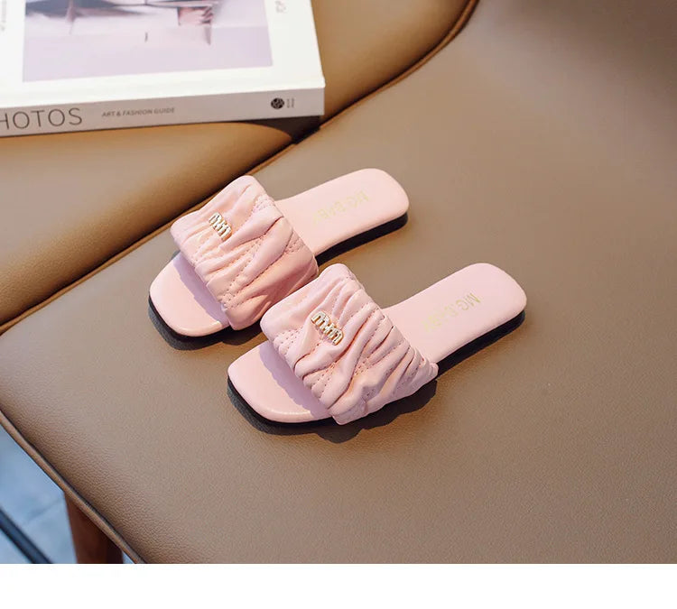 Summer Children's Shoes 2026 Children's flip-flops Women's Treasure candy-colored Princess flip-flops Girls' square toe slippers kids_shoes