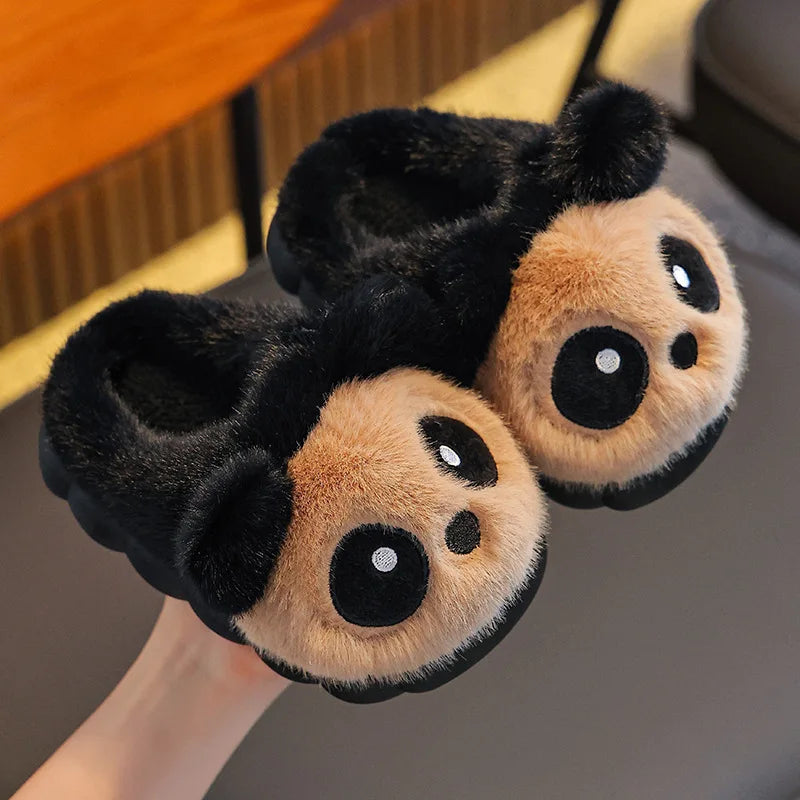 Winter Children Cotton Slippers Boys Warm And Plush Panda Slippers Cute Cartoon Girls Home Slippers kids_shoes