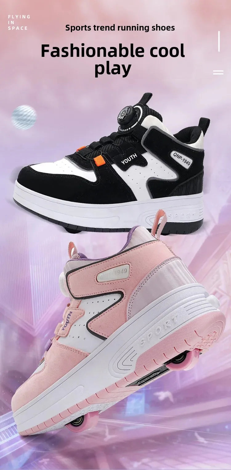 2026 Autumn Winter Popular Children's Roller Skates Men Women's Sport Shoes With Rotating Buckle And Wheels Single Row Skating kids_shoes