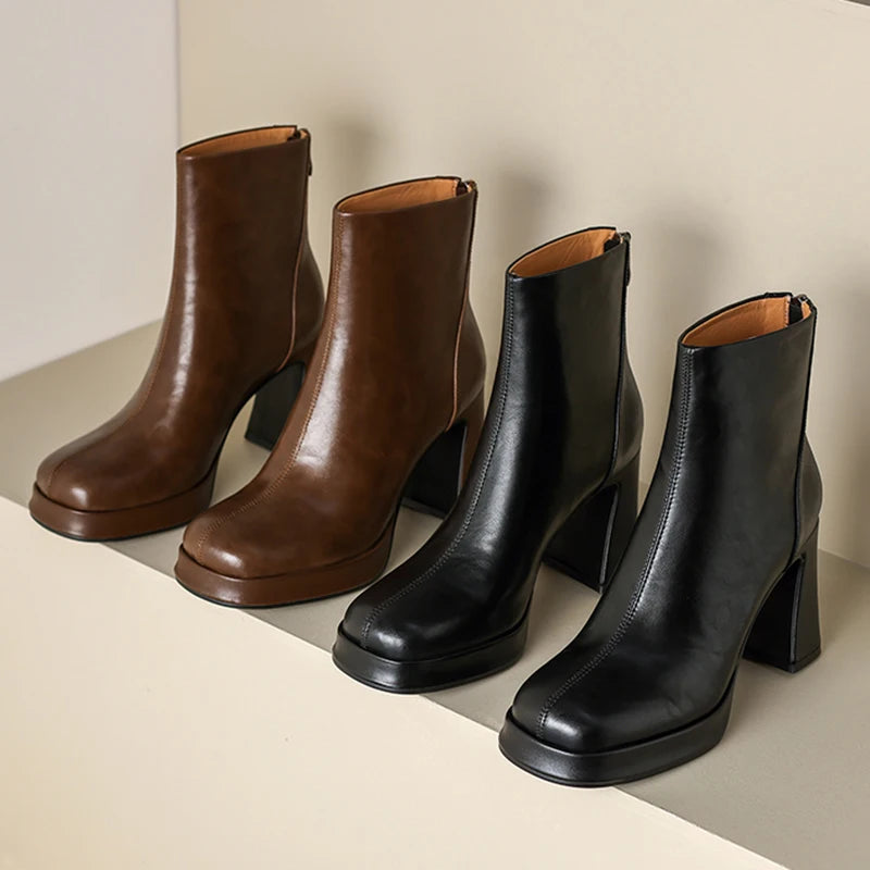 Night Club Platform Thick Heel Women Ankle Boots Fashion Square Toe Slim Short Booties Party Stripper Female Shoes boots_platform