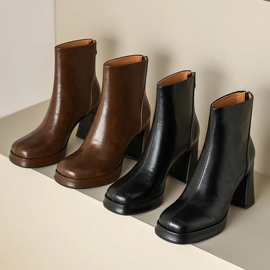 Night Club Platform Thick Heel Women Ankle Boots Fashion Square Toe Slim Short Booties Party Stripper Female Shoes boots_platform