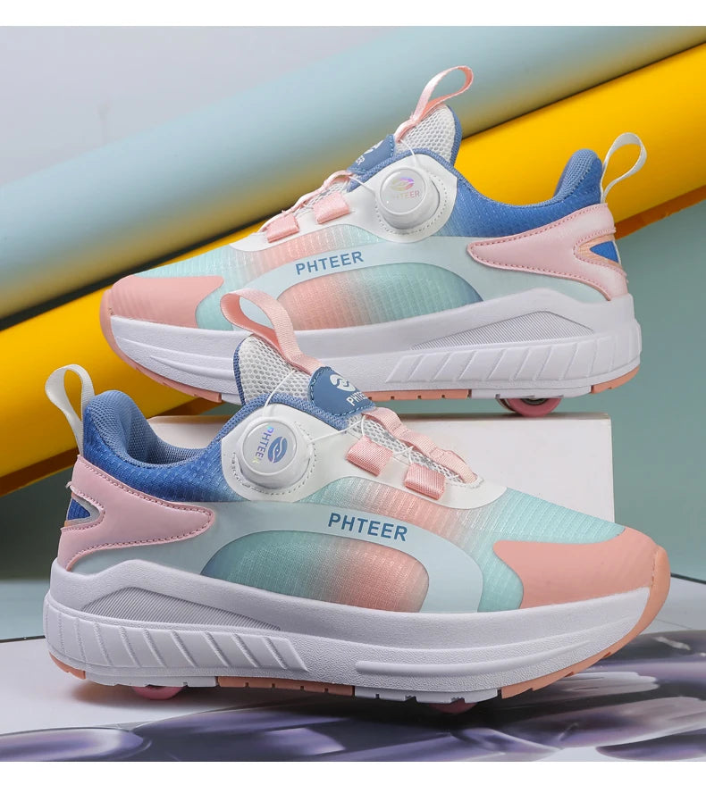 Fashion 4-wheel roller skates sneakers for students children outdoor wheel shoes Multifunctional sports shoes kids_shoes