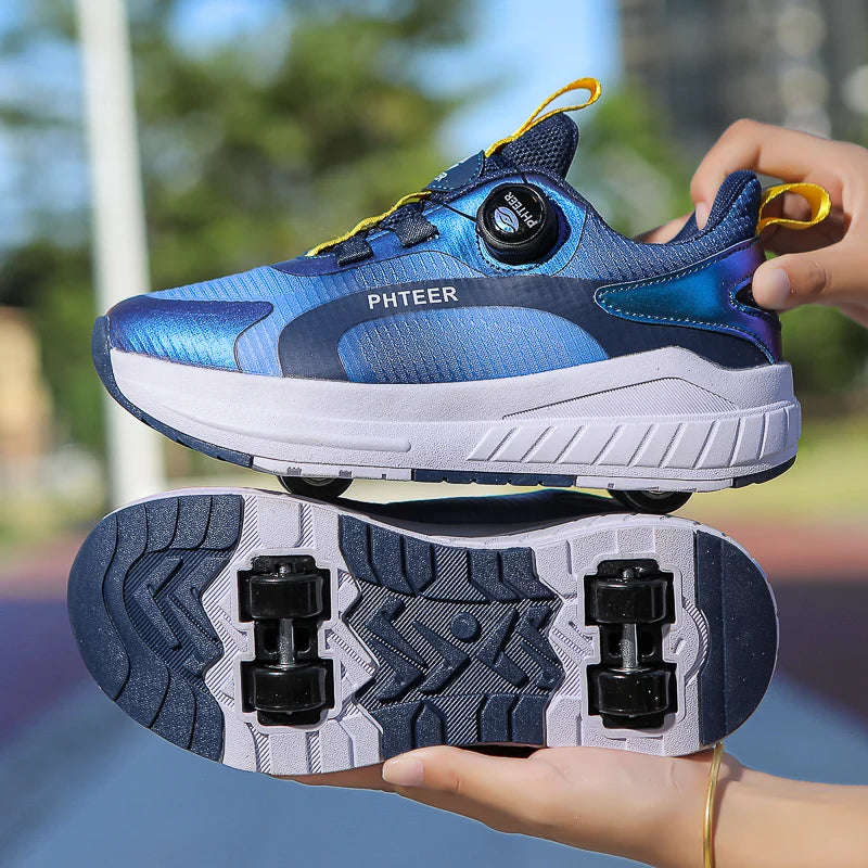 Fashion 4-wheel roller skates sneakers for students children outdoor wheel shoes Multifunctional sports shoes kids_shoes