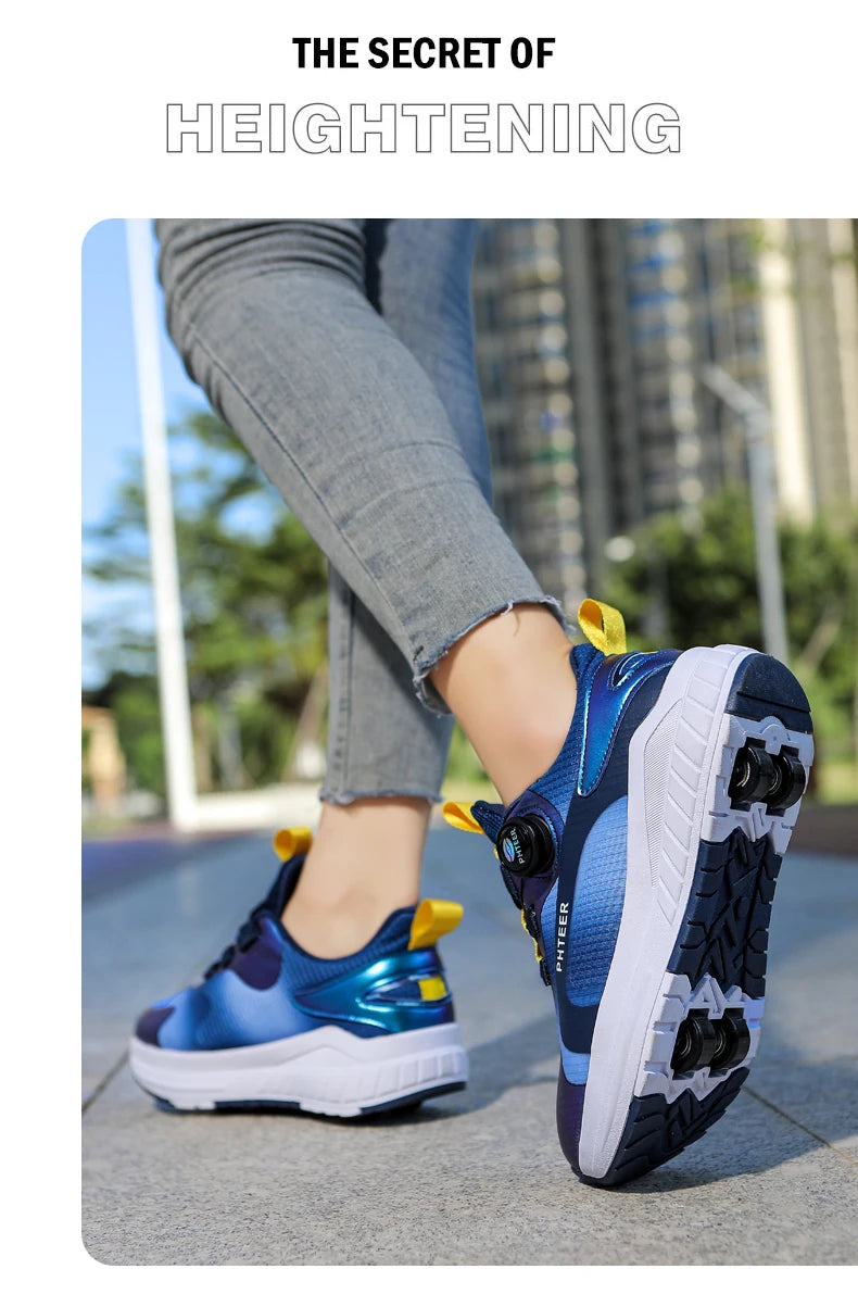 Fashion 4-wheel roller skates sneakers for students children outdoor wheel shoes Multifunctional sports shoes kids_shoes