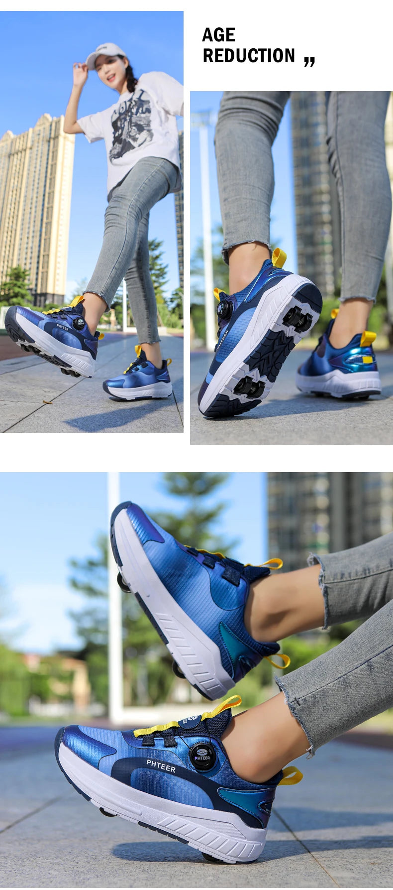 Fashion 4-wheel roller skates sneakers for students children outdoor wheel shoes Multifunctional sports shoes kids_shoes