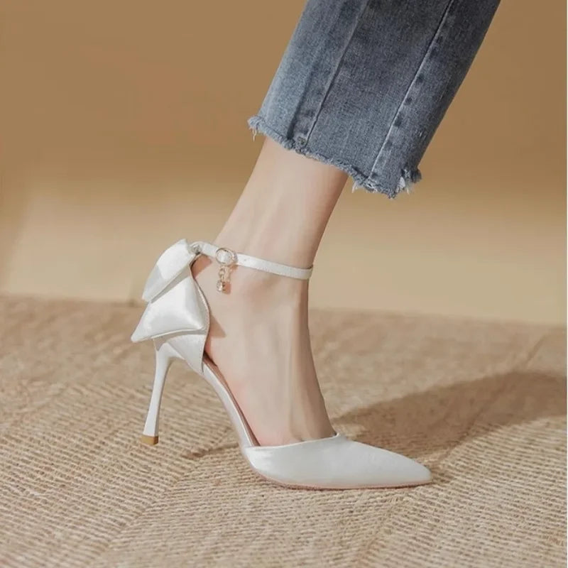 Wedding Heels Women Luxury Brand Design String Bead Pearls High Heels Ladies Sexy Elegant Pointed Toe White Black Pumps2025 heels_bridal