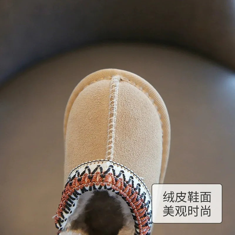 Baby Warm Casual Flat Low Top Snow Boots 2025 Winter Fashion Childrens' Concise Soft Soled Comfortable Non Slip Cotton Shoes kids_shoes