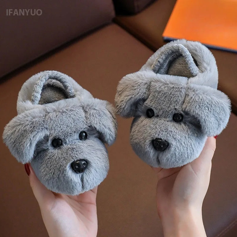 Children's Cotton Slippers for Boys Aged 1-5 Years Old Cute Cartoon Girls' Slippers Infants and Young Children Autumn and Winter kids_shoes