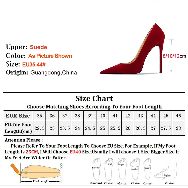 Wine Red High Heels 12cm 10cm 8cm Women Shoes Thin Heels Pointed Head Ladies Pumps Shallow Mouth Stiletto Party Large Size Shoes heels_stiletto