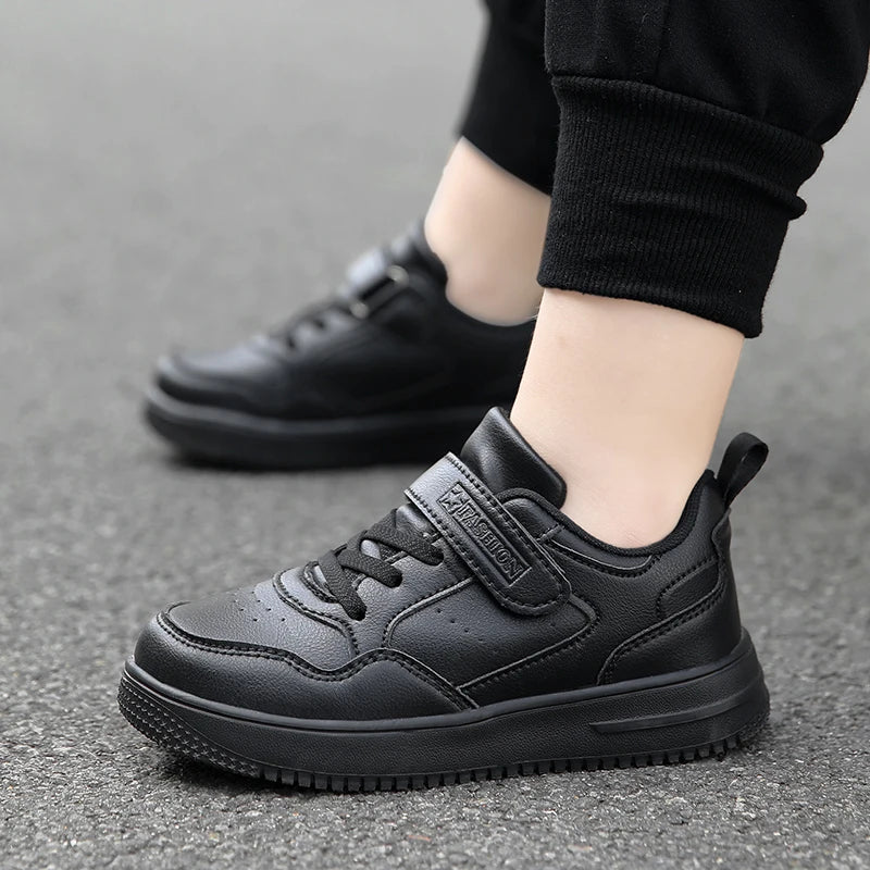 Children Sneaker Boys Casual Shoes Black Leather Flat Student Walking Shoes Non-slip Girl Lightweight Sports Tennis Footwear kids_shoes