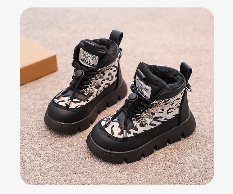 Warm Girl Boots Plush Anti Slip Winter Boot Casual Versatile Snow Boots Trendy Classic Girl Shoe Thick Soled Comfort Cotton Boot kids_shoes