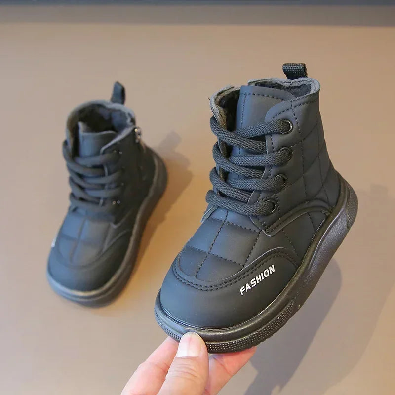 Winter Elegant Children Snow Boots Boys Girls Soft Warm Short Boot with Thick Fur Little Kids Cotton Shoes Cute Baby Boot H08104 kids_shoes