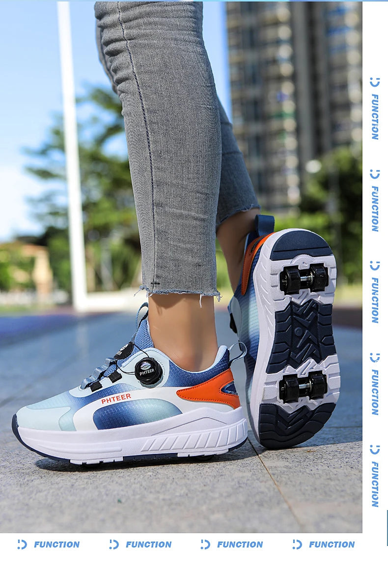 Fashion 4-wheel roller skates sneakers for students children outdoor wheel shoes Multifunctional sports shoes kids_shoes