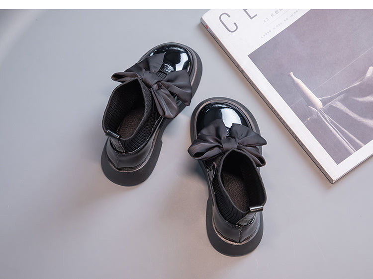 Girls Black Non-slip Kids Fashion Bow Elegant 2026 Glossy UK Uniform Child School Shoes Simple Casual 2026 Sock Boots Breathable kids_shoes