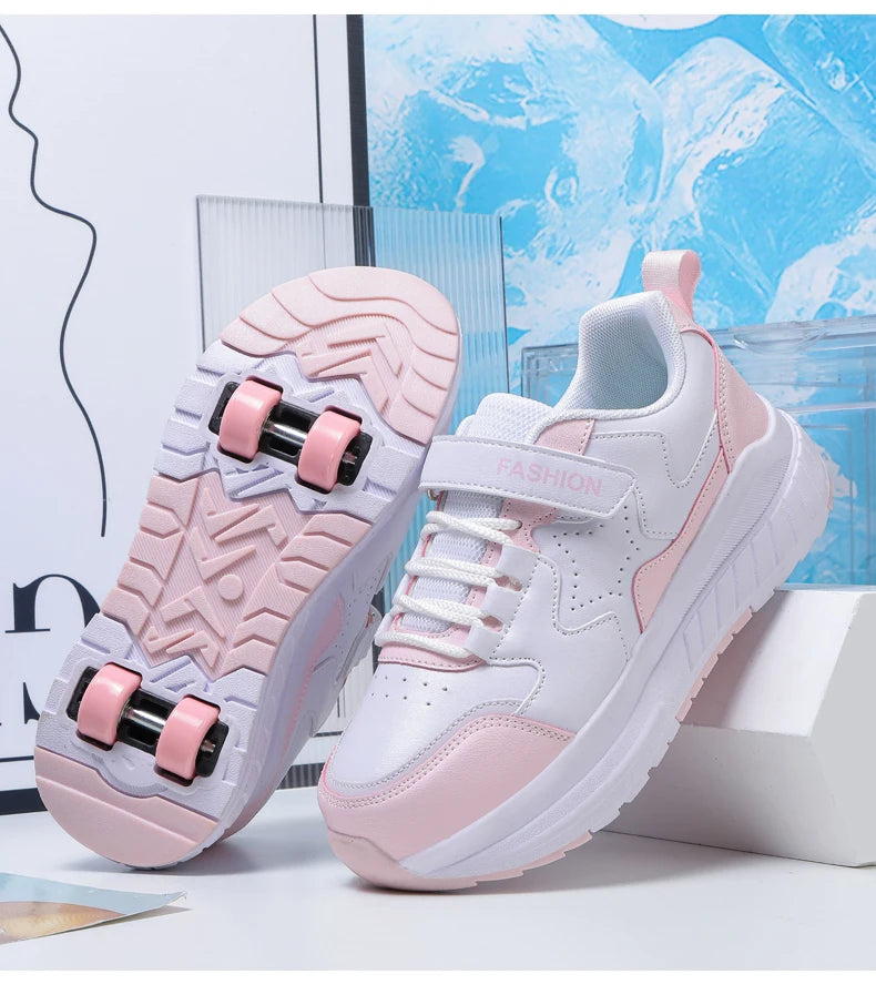 Kids Roller Skate Shoes Fashion Casual Sports Children 4-Wheels Sneakers for Boys and Girls Gift Nice Footwear kids_shoes