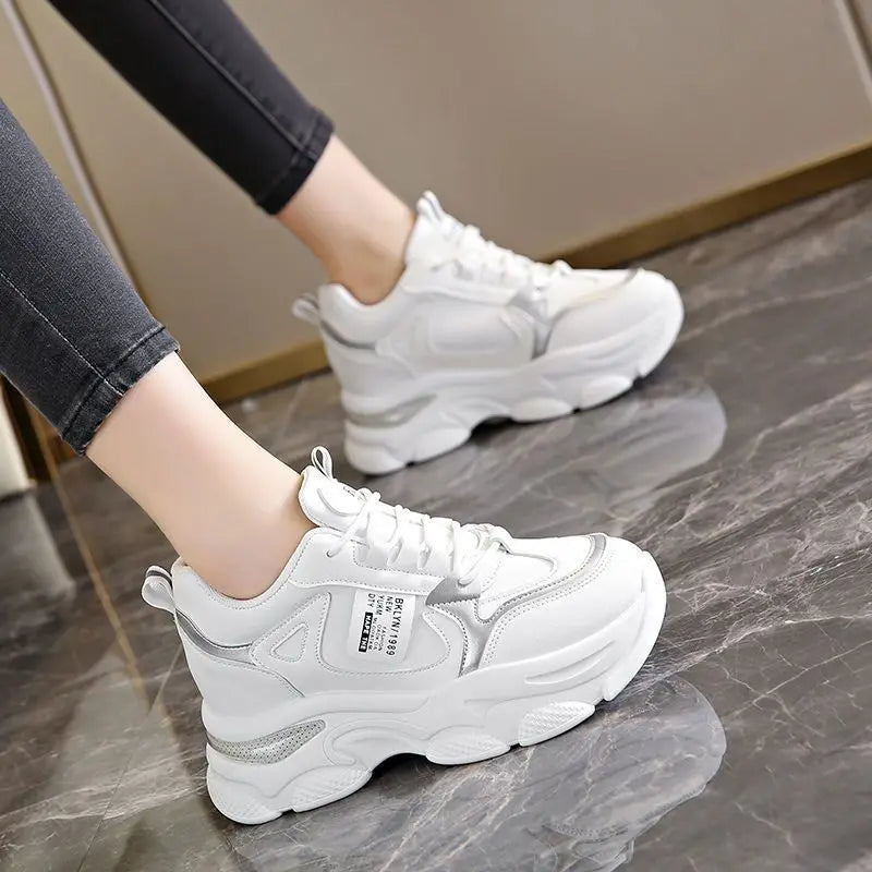 Women Thick Bottom Ultra-light Sneakers New Spring Autumn White Sports Shoes Casual Woman Comfort Breathable Running Shoes sneakers_platform