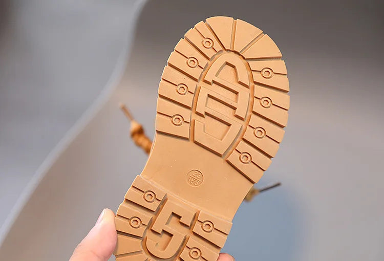 New Children's Fashion Boots Winter Thickened Boys Girls' Anti Slip Warm Leather Boots Side Zipper Solid Color Kids Casual Shoes kids_shoes