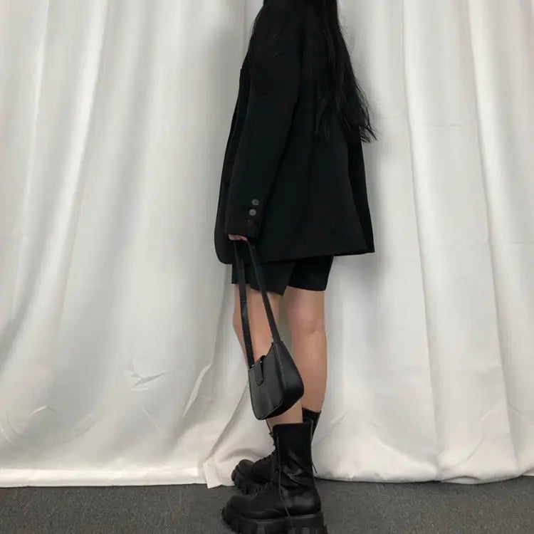 New Mid Calf Boots Women Autumn Winter Fashion Lace-up Ladies Chelsea Zipper Botas Mujer Boots Sports Platform Heel Ladies Shoes boots_platform