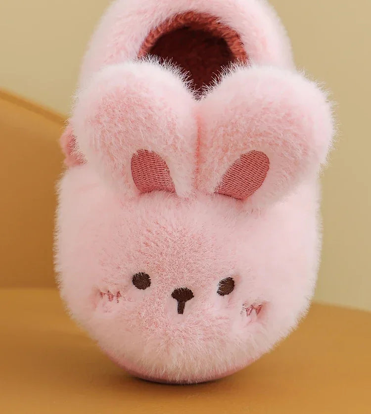 New Children's Cartoon Animals Heel Wrap Plush Slippers Soft Sole Non-slip Winter Warm Baby Boys Girls Indoor Home Cotton Shoes kids_shoes