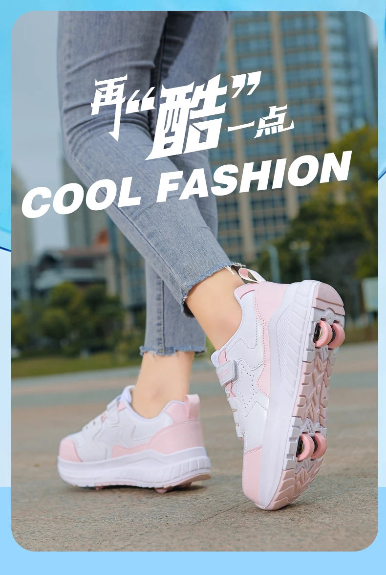 Kids Roller Skate Shoes Fashion Casual Sports Children 4-Wheels Sneakers for Boys and Girls Gift Nice Footwear kids_shoes