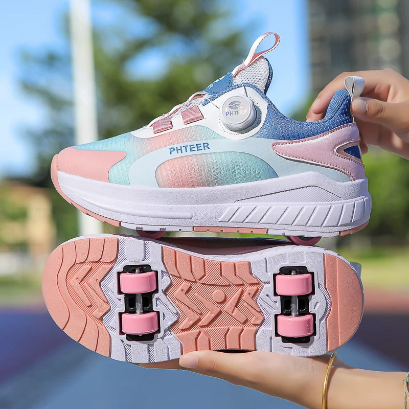 Fashion 4-wheel roller skates sneakers for students children outdoor wheel shoes Multifunctional sports shoes kids_shoes