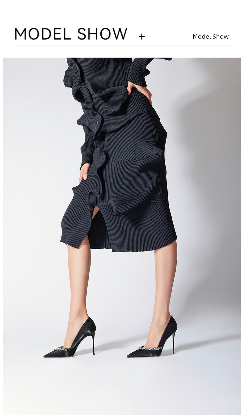 Adult Lady like Woman Black Refined Grace Crystal High Heels Women 2025 New Arrival Women Pointed Toe Stiletto Heel Internet Celebrity Burst Flats Flats OL heels_stiletto