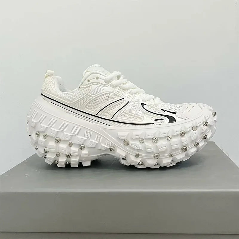 Fashion Brand Men's Or Women's Thick-soled Sports Shoes 2025 Spring New Rivet Design Couple Sports Shoes Breathable Casual Shoes sneakers_platform