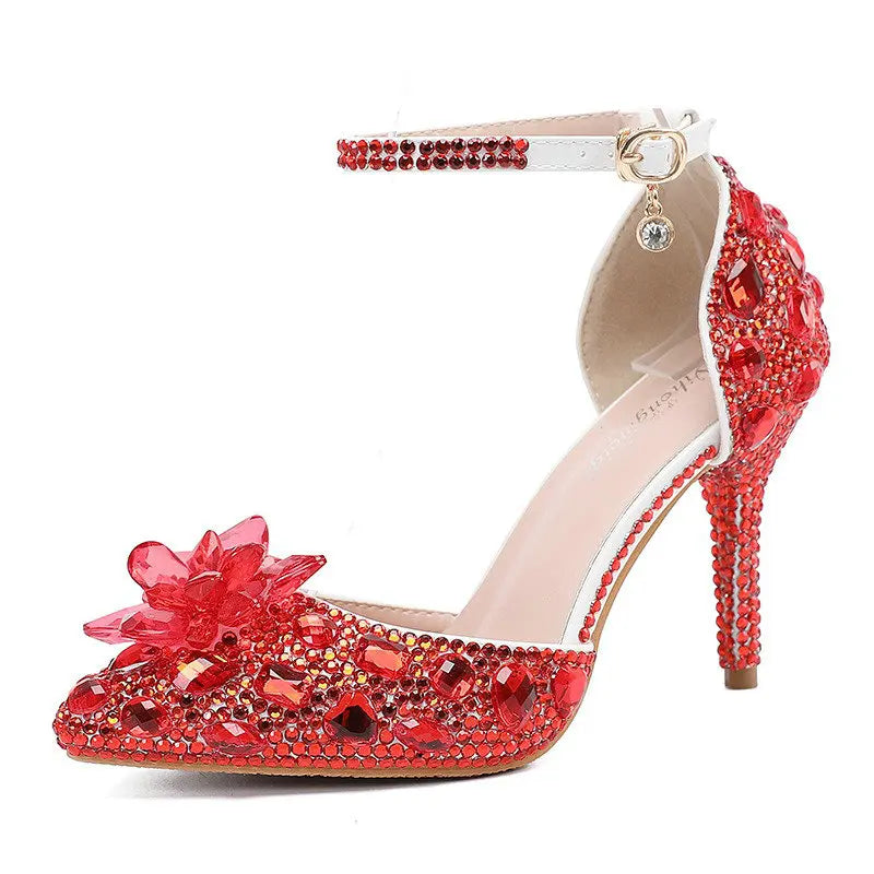 2025 Spring New Crystal Flash Diamond 7 Colors Wedding Bridesmaid Shoes Banquet Stiletto Women's Shoes heels_bridal