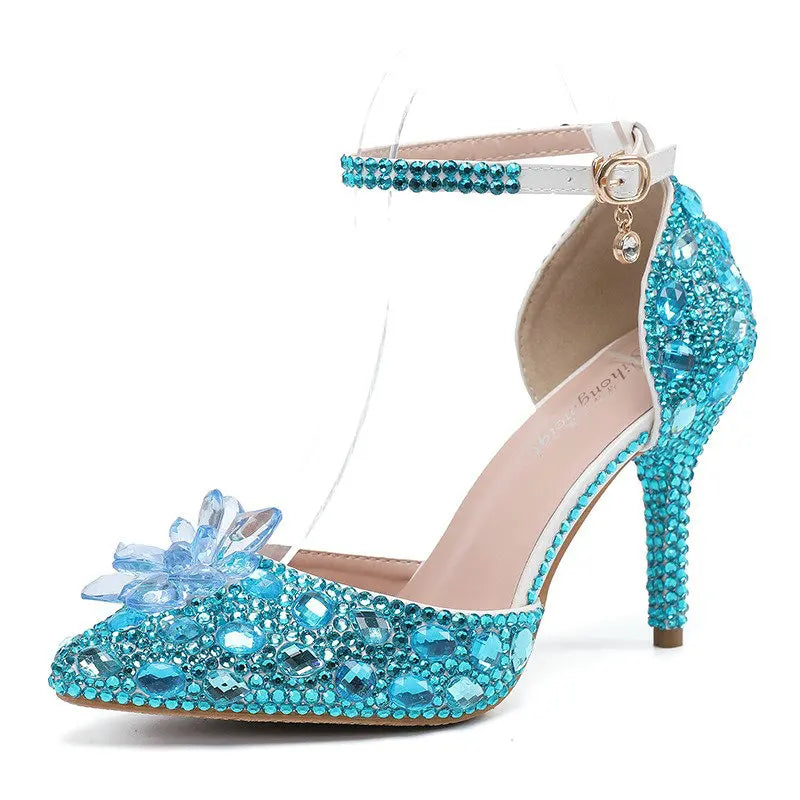 2025 Spring New Crystal Flash Diamond 7 Colors Wedding Bridesmaid Shoes Banquet Stiletto Women's Shoes heels_bridal