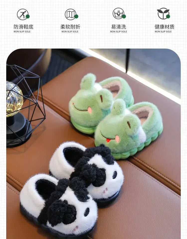 Winter Children's Cotton Slippers Cute and Warm Thickened Indoor and Outdoor Plush Shoes Home and Baby Bag Heels Cotton Shoes kids_shoes