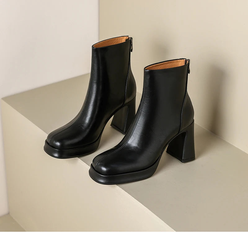 Night Club Platform Thick Heel Women Ankle Boots Fashion Square Toe Slim Short Booties Party Stripper Female Shoes boots_platform