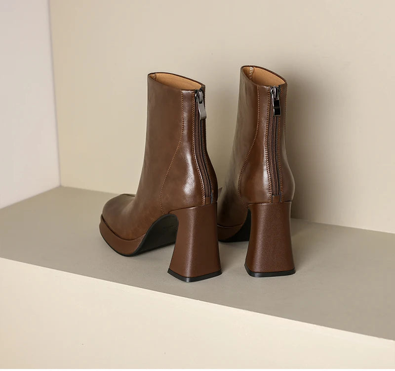 Night Club Platform Thick Heel Women Ankle Boots Fashion Square Toe Slim Short Booties Party Stripper Female Shoes boots_platform