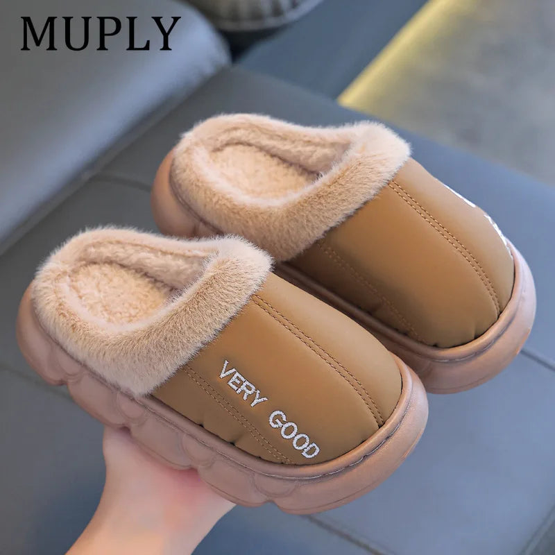 Children Cotton Shoes Britain Style Kids Classic Slippers Solid Color Sewing Plush Warm Winter Boys Girls Fashion Slippers kids_shoes
