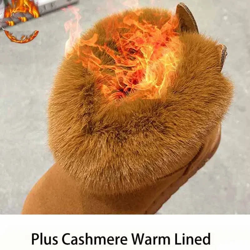 Kids Genuine Cowhide Snow Boots Winter Baby Soft Warm Cotton Shoes with Plush Boys Girls One Fur Suede Boots Princess Retro Boot kids_shoes