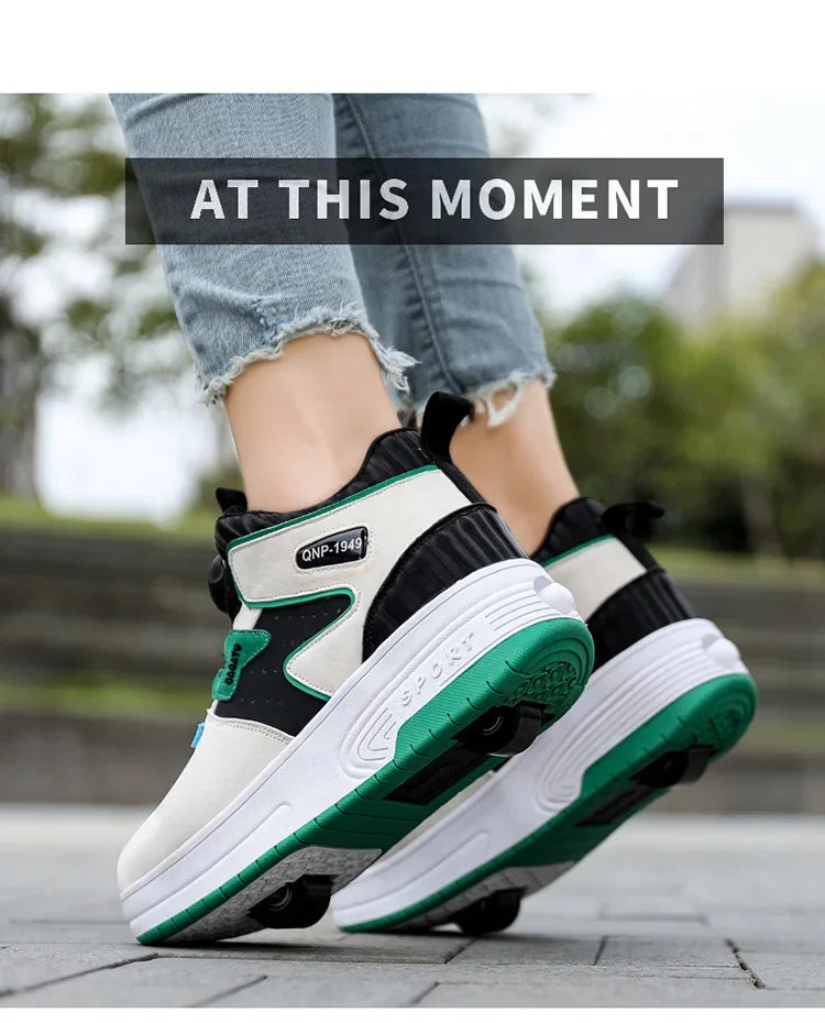 Children's Roller Skates Student Quad-Wheel Skates Women's Double-Wheel Deforming Boys' Inline Skates Cross-Border Supply Shoes kids_shoes