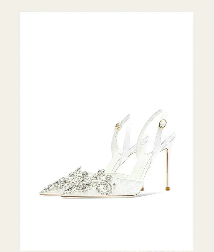 2025 New Baotou Fairy Wind Sandals Female Diamond-Pointed High Heels With Wedding Shoes Sexy Bridesmaid Shoes heels_bridal